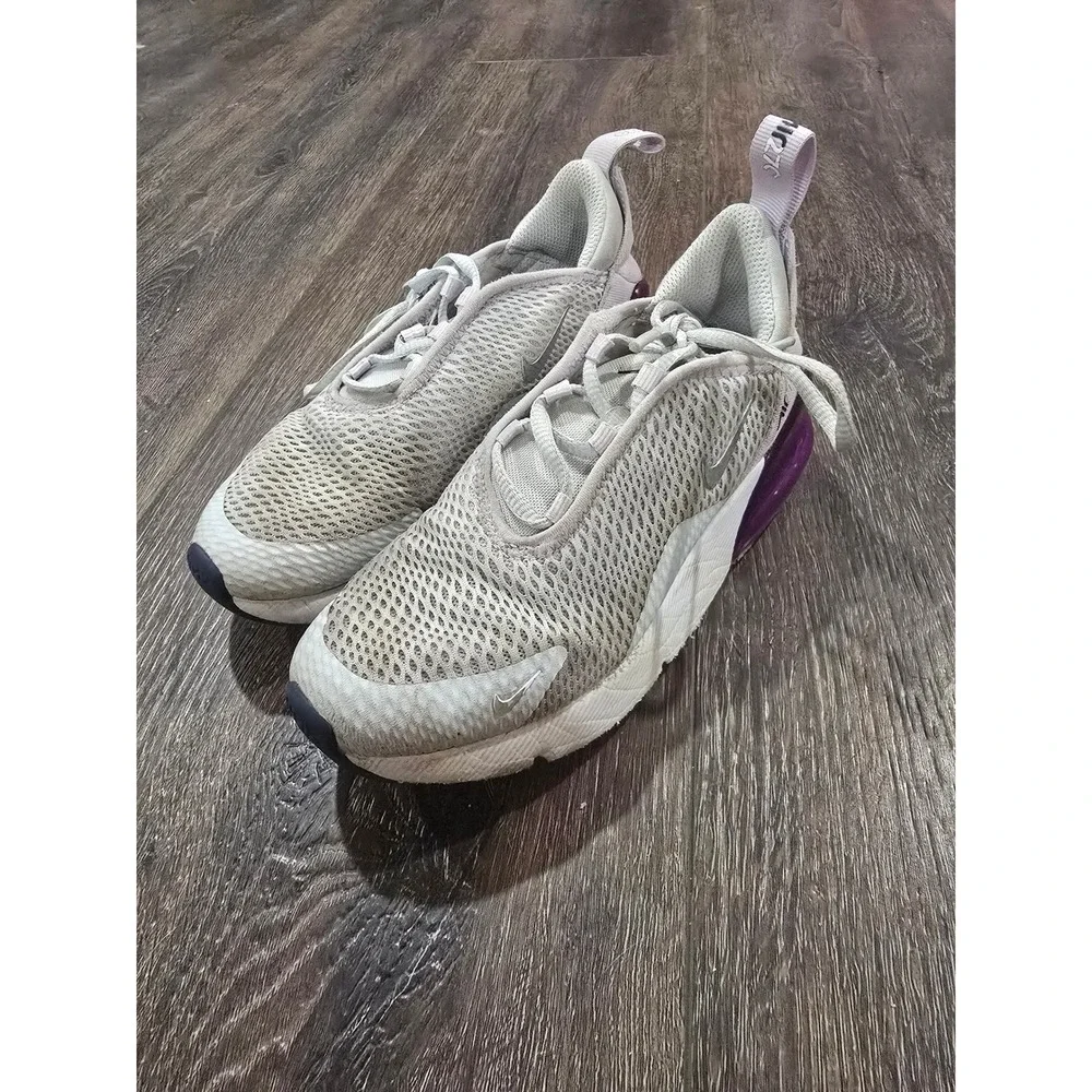 Nike Air Max 270 Kids Grey Purple Running Shoes AO2372-023 Size 1Y